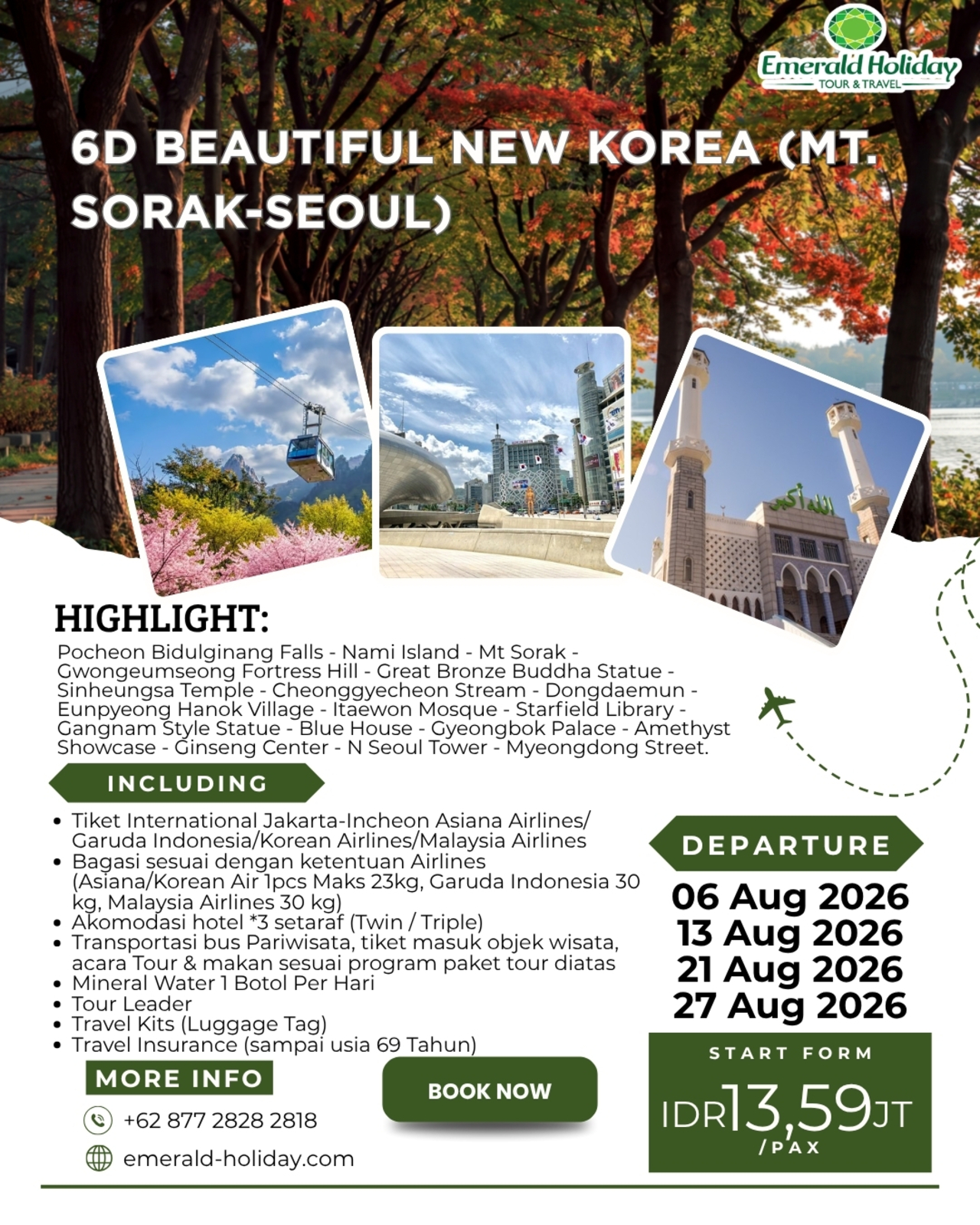 6D BEAUTIFUL NEW KOREA ( MT SORAK - SEOUL)